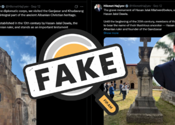 Hajiev falsely portrays Gandzasar as part of “Caucasian Albanian” heritage